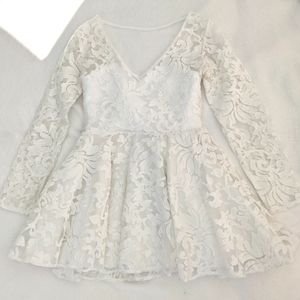 PROMLILY White Lace Tulle Tutu Mini Dress